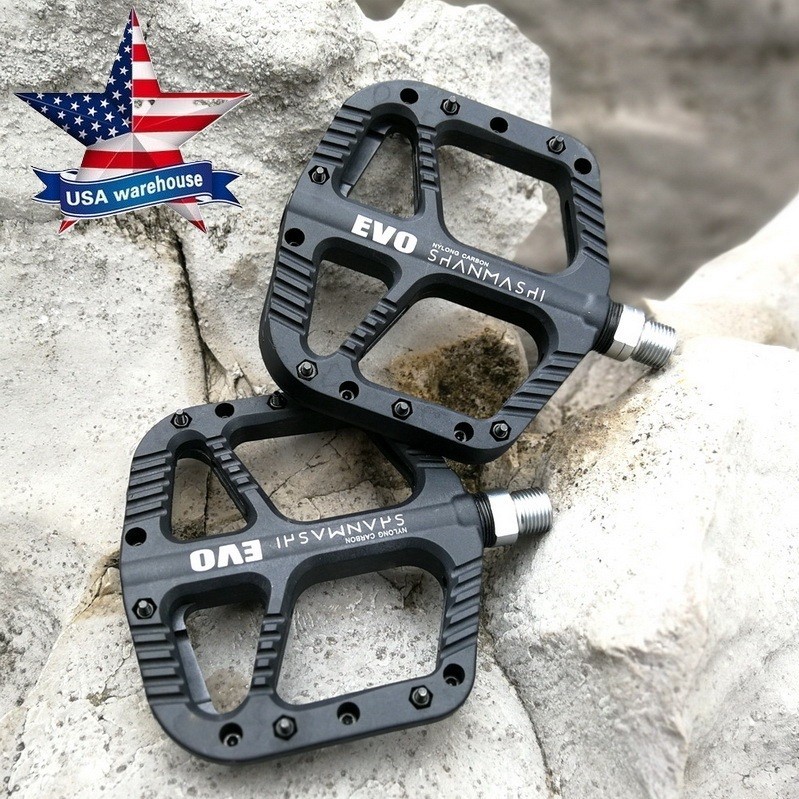 Nylon fiber Road MTB Mountain Bike Bicycle Pedal 3 Bearing Flat Pedals Black