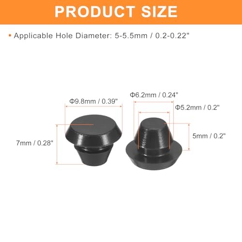 UXCELLpcs Silicone Round Snap-in Locking Plugs for Hole, Waterproof 5-5.5mm 50