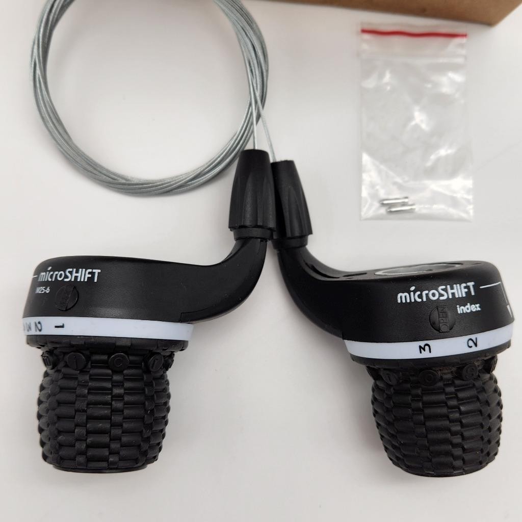 Microshift MS25 3×6 (18-Speed) MTB Bike Twist Shifter Set w/ Cables fit Shimano