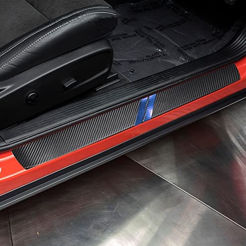3D Hash Mark For Dodge 2010-2023 Challenger Carbon Fiber Style Leather BLUE