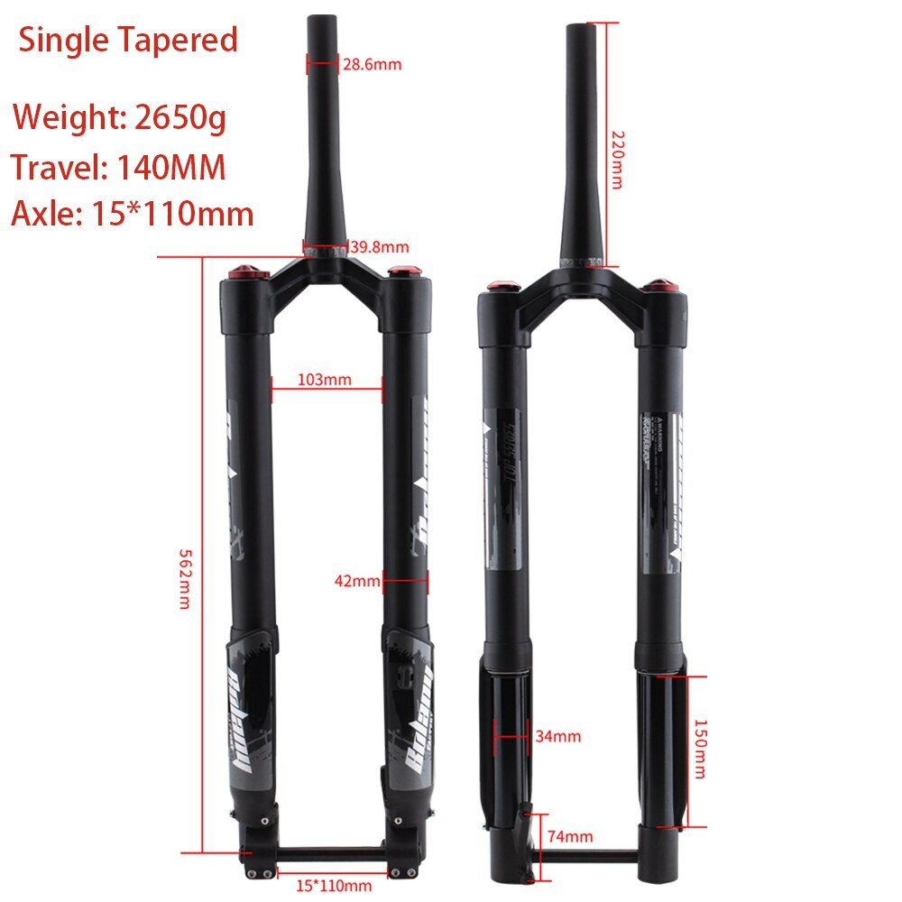 Eectric Bike15*150mm Boost Damping Fork Air Suspension Inverted Shoulder Rebound