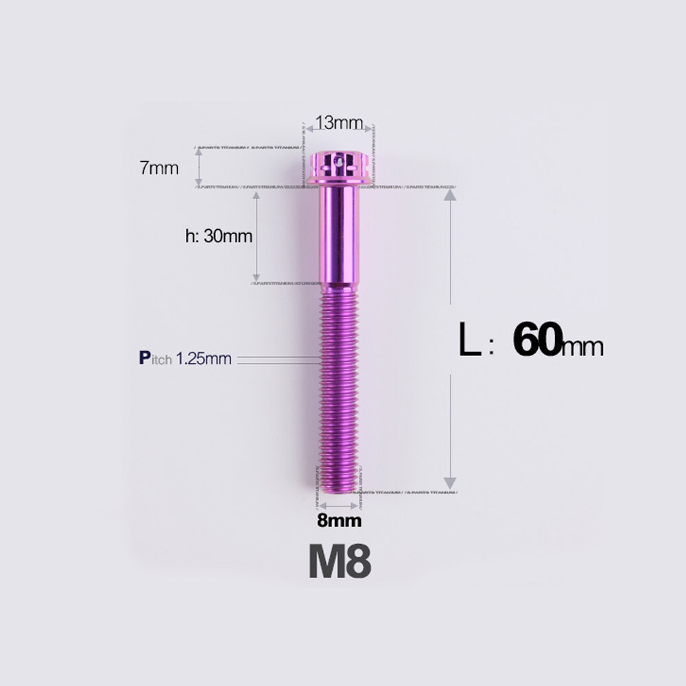 Titanium Screw, Torx Head Screw M8x10 – 120mm Green/Purple/Candy for Motorcycle