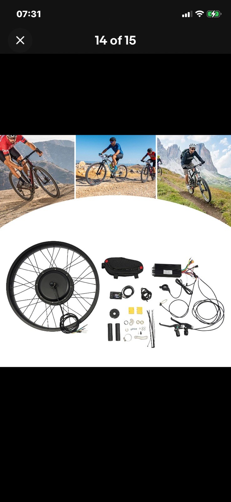26×4″ 48V Electric Bicycle Front Wheel Hub Motor LCD E-Bike Conversion Kit 1500W