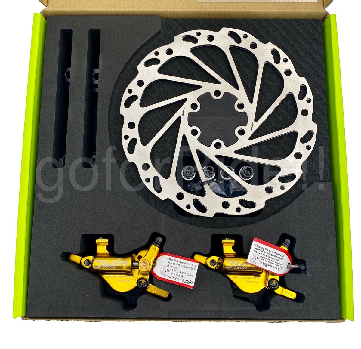 JUIN R1 Cable Hybrid Hydraulic Road/CX Bike Disc Brake set + 160mm rotor Gold