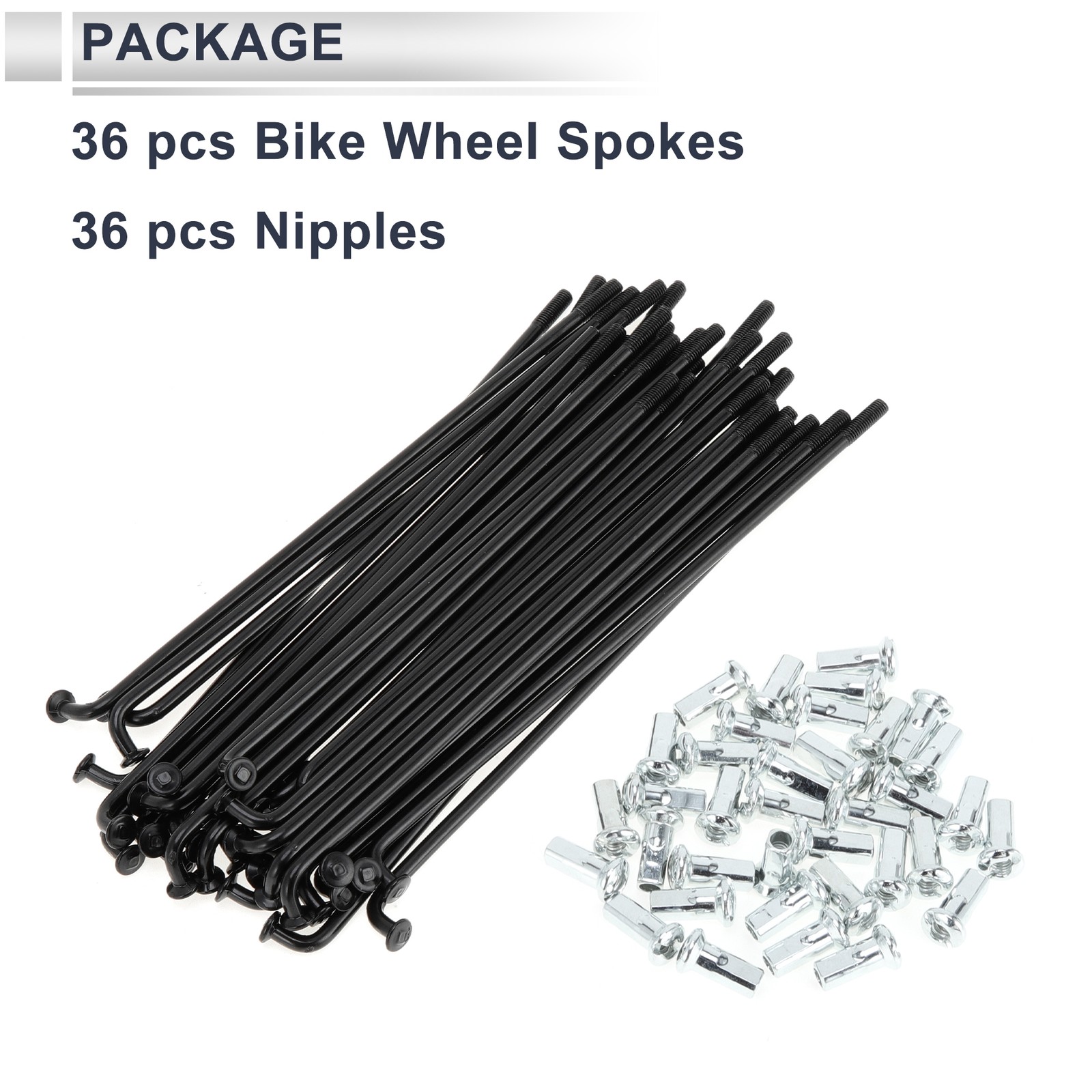 Bike spokes set 12G 114mm for bicycle, nipple steel, 1 set