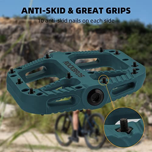 Rock BROS Mountain Bike Pedals Nylon Composite Bearing 9/16″ MTB Bicycle Blue