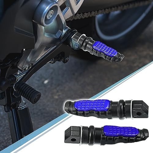 1 Pair Motorcycle Foot Pegs Aluminum Alloy Motorbike Footrests Pedals Blue