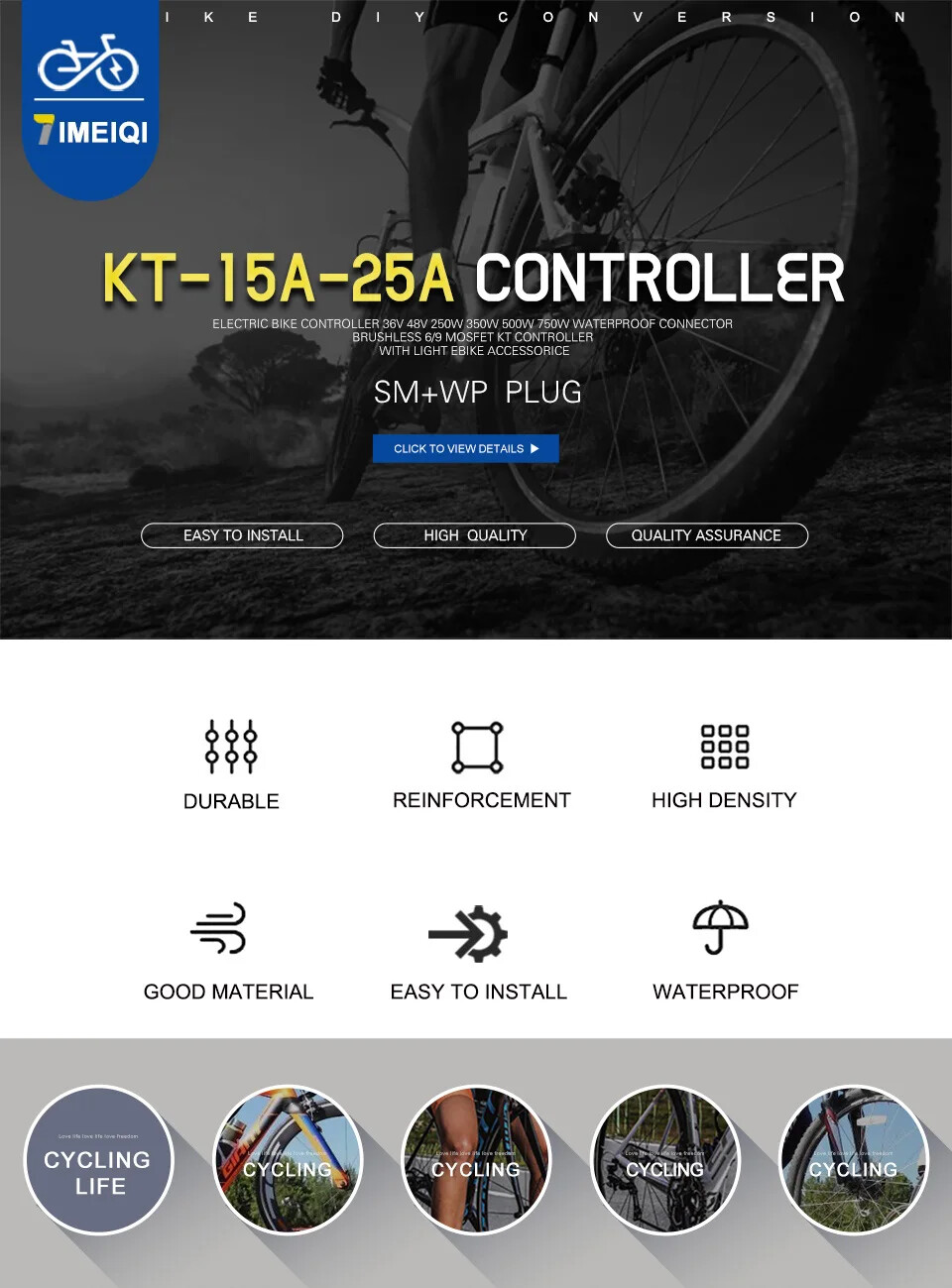 KT Ebike Controller 36V 48V 15A/17A/22A/25A Square/Sine Wave Controller 250-750W