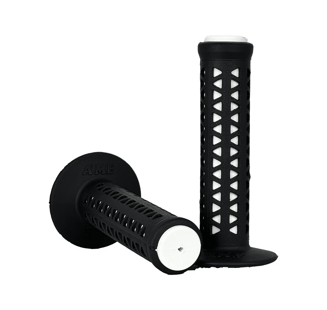 AME old school BMX Unitron bicycle grips -BLACK over WHITE *MADE IN USA NEW