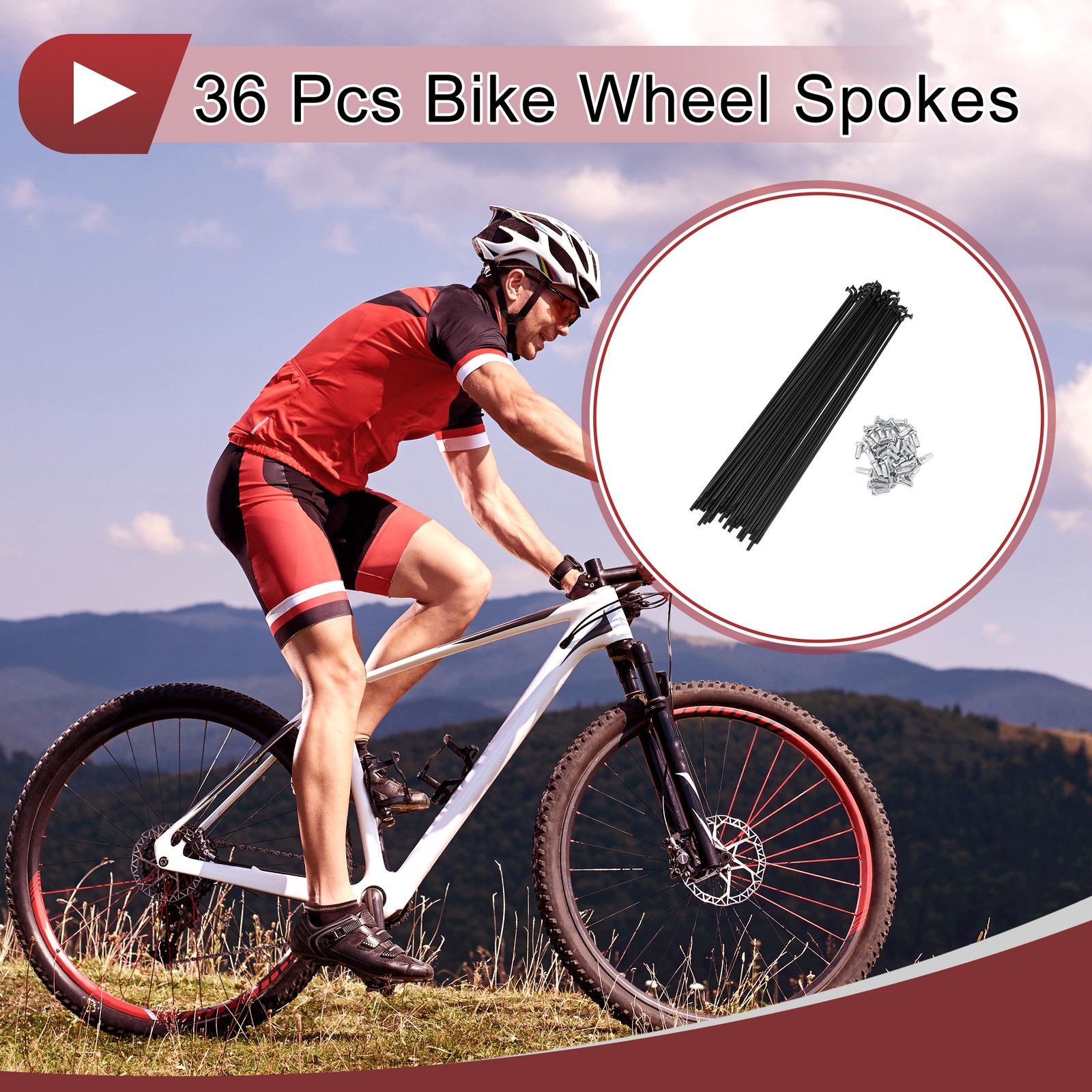 36 Set 12G Bicycle Spokes 231mm Bike Wheel Spokes 45 Steel Black