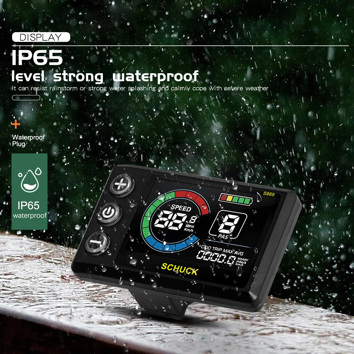 E-bike Display LCD S869 24V/36V/48V/52V/60V/72V SM/Waterproof Plug Display