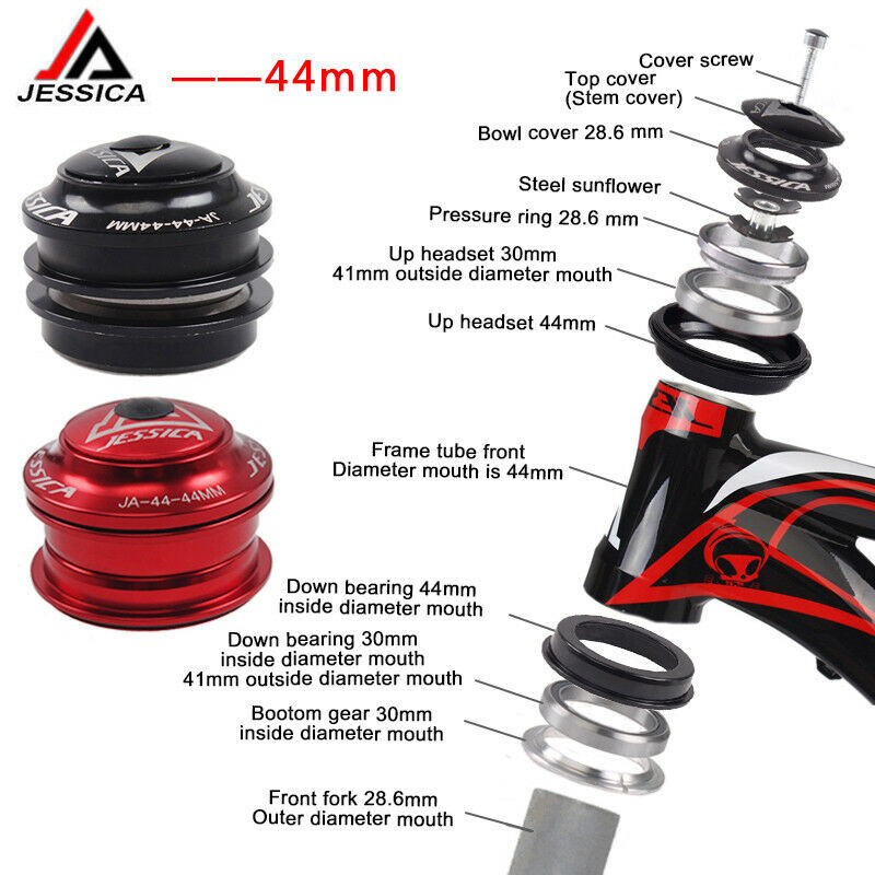 44mm Sealed Cartridge Bearings MTB Road Bike Headset 1-1/8″ Fork Steerer Parts
