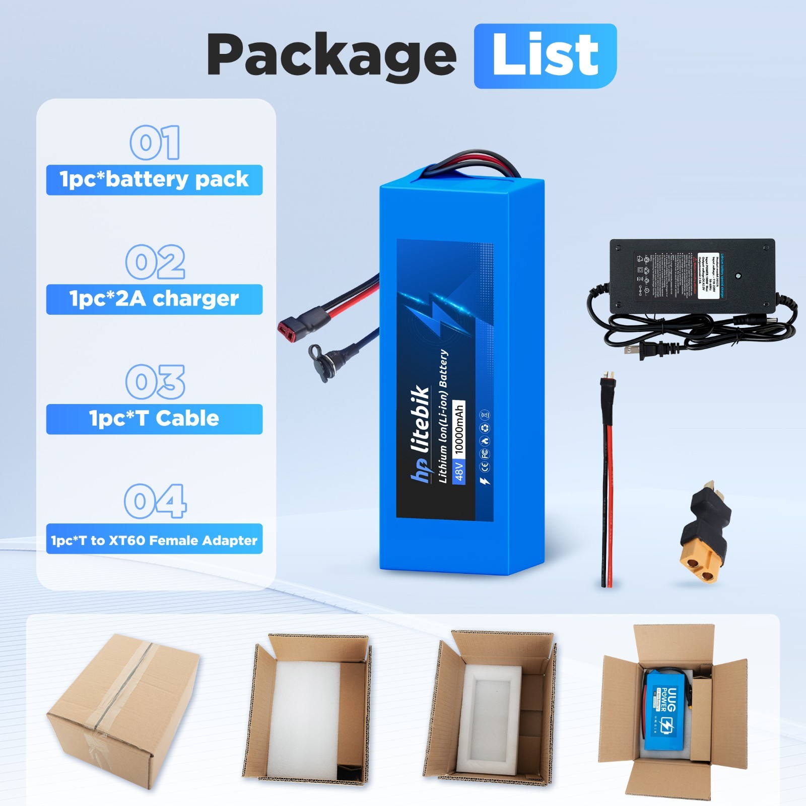 48V Ebike Battery 48V 10AH Electric Bicycle Battery for Ebike 100W-1000W Motors