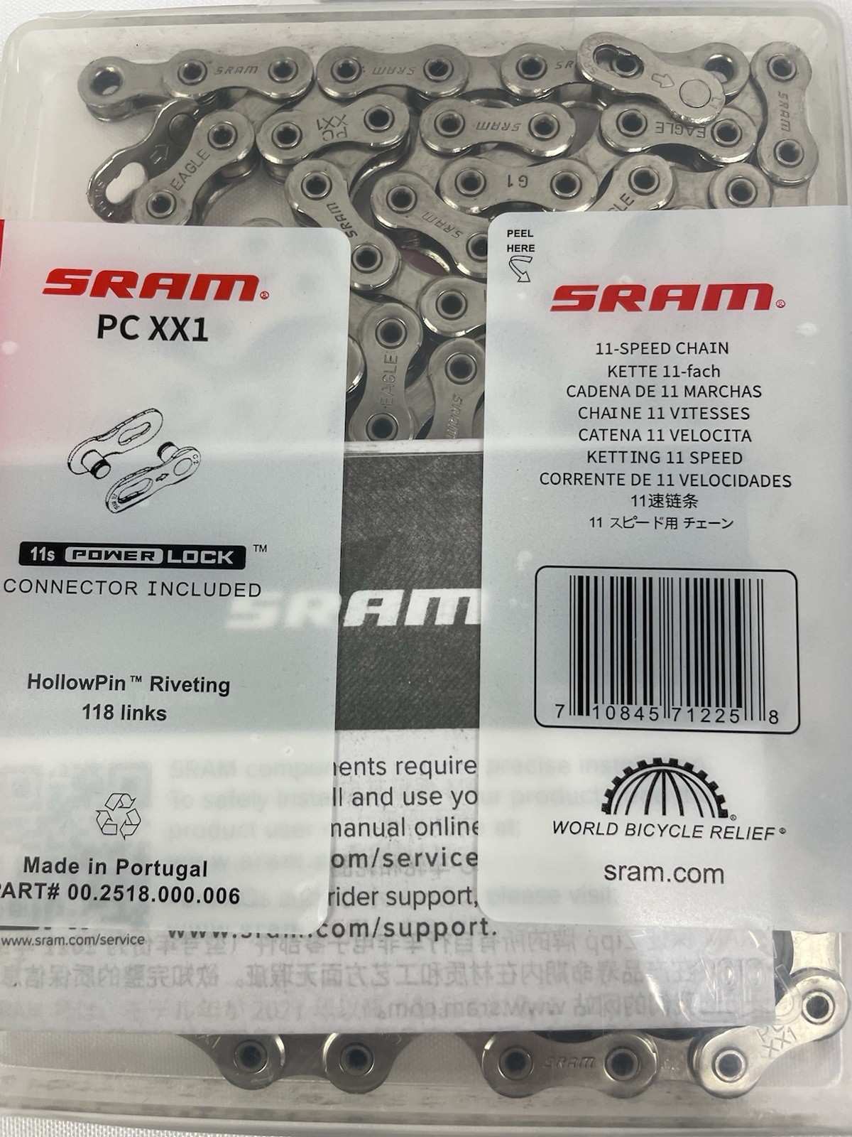 SRAM PC XX1 11S Bike Chains 118 Links Hollow Pin Silver Chain