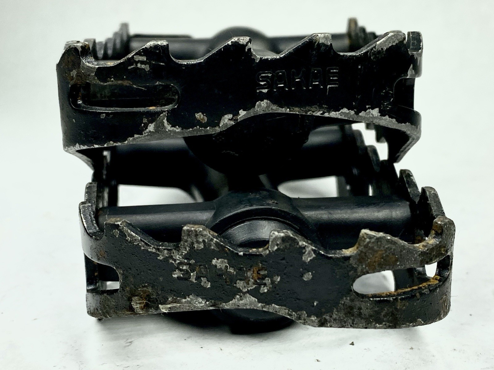 Sakae MTP-170 Platform Pedals w/ Cateye Toe Clips Vintage MTB 9/16” Black
