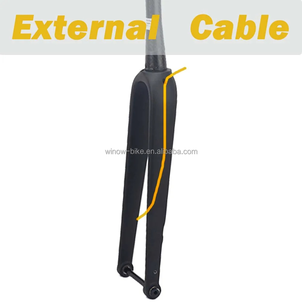 Carbon Gravel Road Bike Fork 700C 100*12mm Thru Axle Tapered Tube Disc Brake