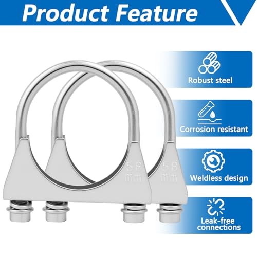 2.25″ U-Bolt Muffler Exhaust Clamps, Saddle Style U-Bolt Clamp 2.25″ OD (58 mm)