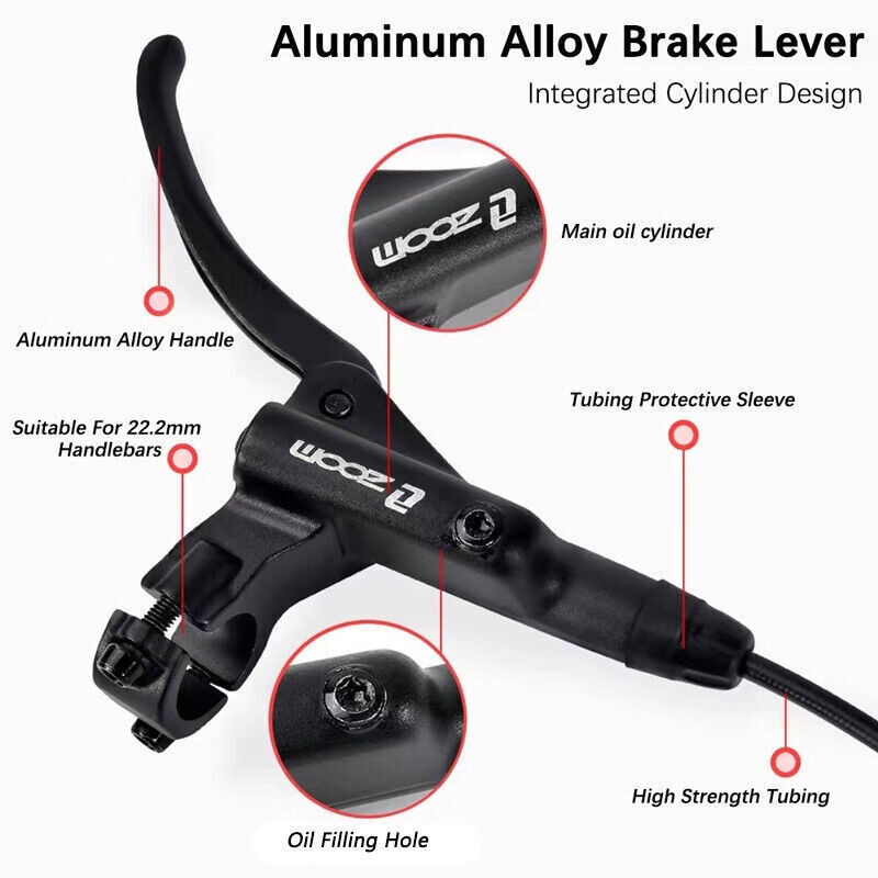 ZOOM Hydrolic Brakes 4 Piston MTB Bicycle Front &Rear Set 800/1400mm Calipers US