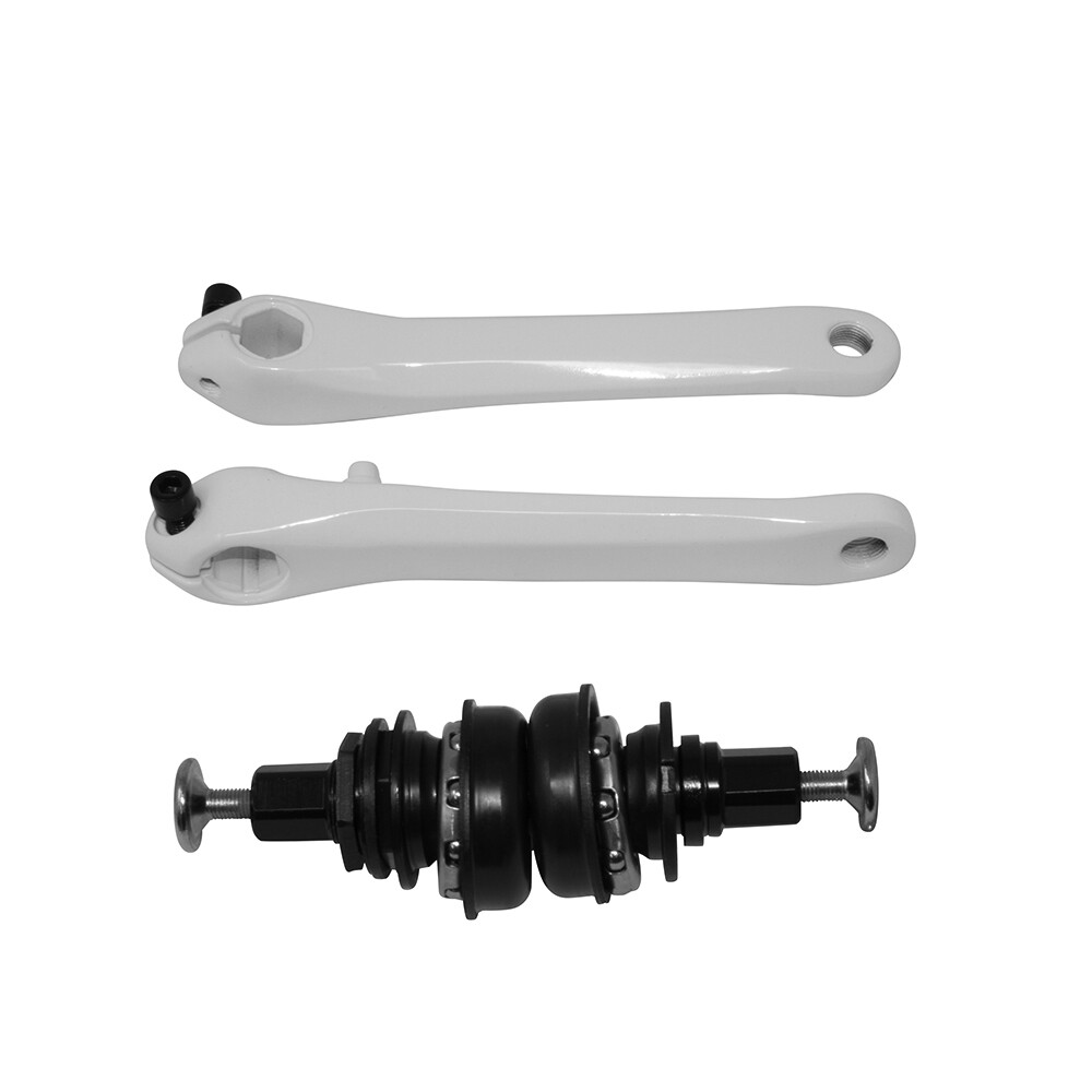 PRO+ BIKE 3 PCS CRANK SET STEEL White BEACH CRUISER LOWRIDER BMX MTB BICYCLE