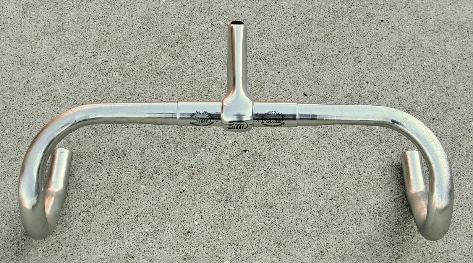 Vintage 3TTT Forma 42cm Handlebar and 11cm 3TTT Stem Italy Silver Ergo Classic