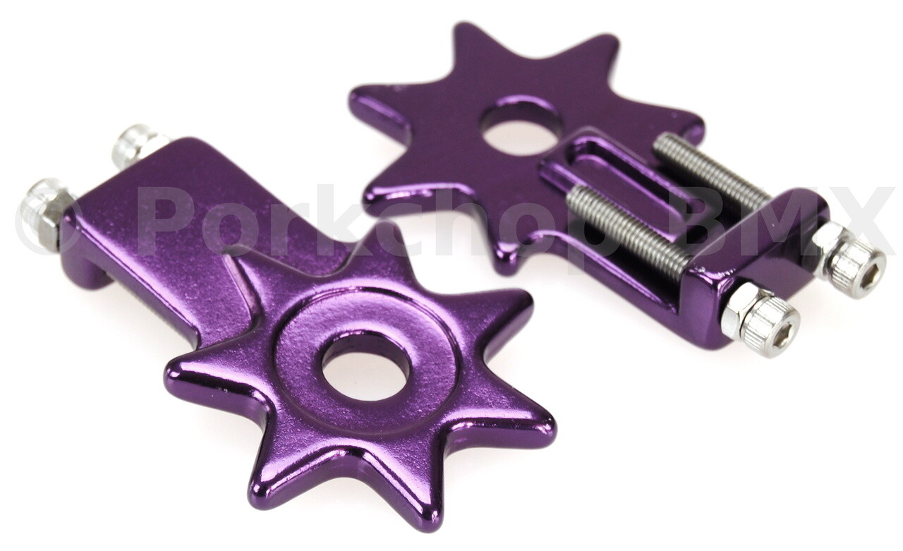 BMX Bicycle Star Spur Chain Tensioners for 3/8″ axles – PURPLE