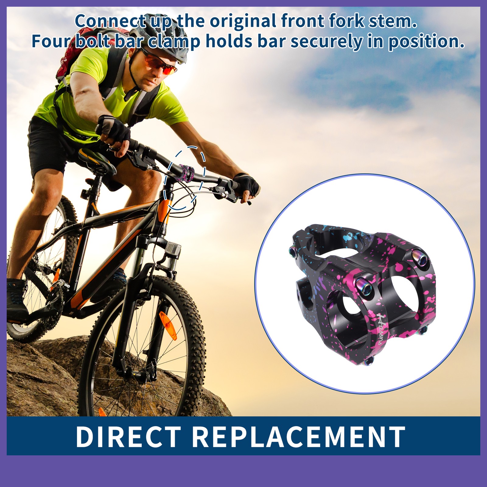 Single Bike Stem Short Handlebar Adjustable Stem for Bike 35mm Length Universal