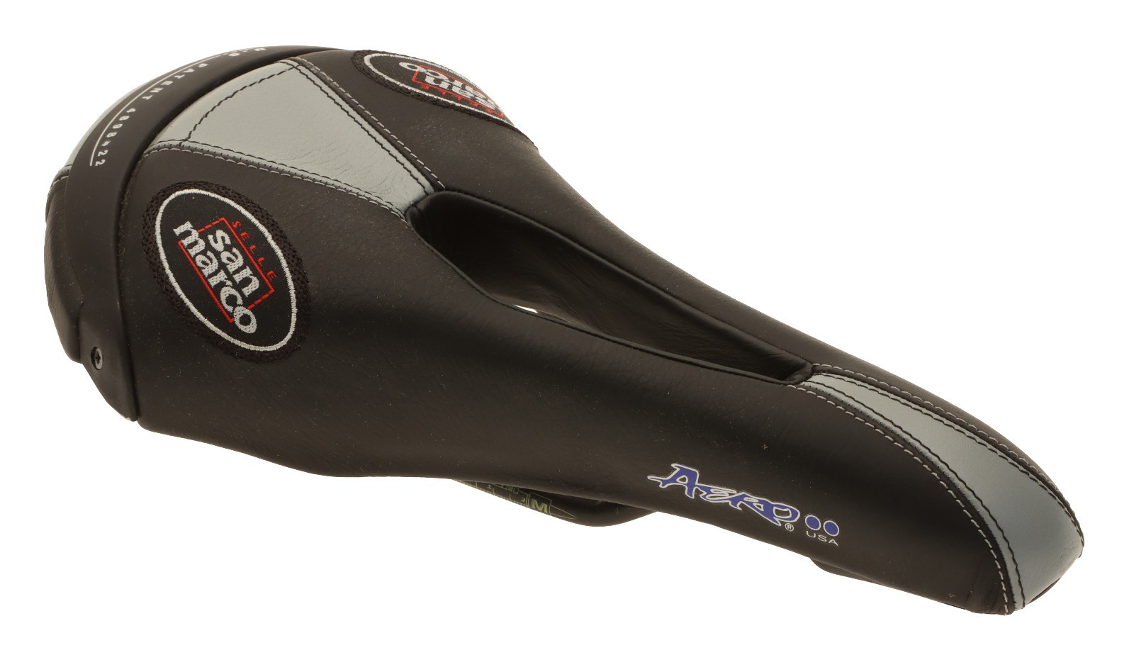 Selle San Marco Aero Saddle Chromoly Rails Black/Gray Leather 1999 NIB NOS NEW