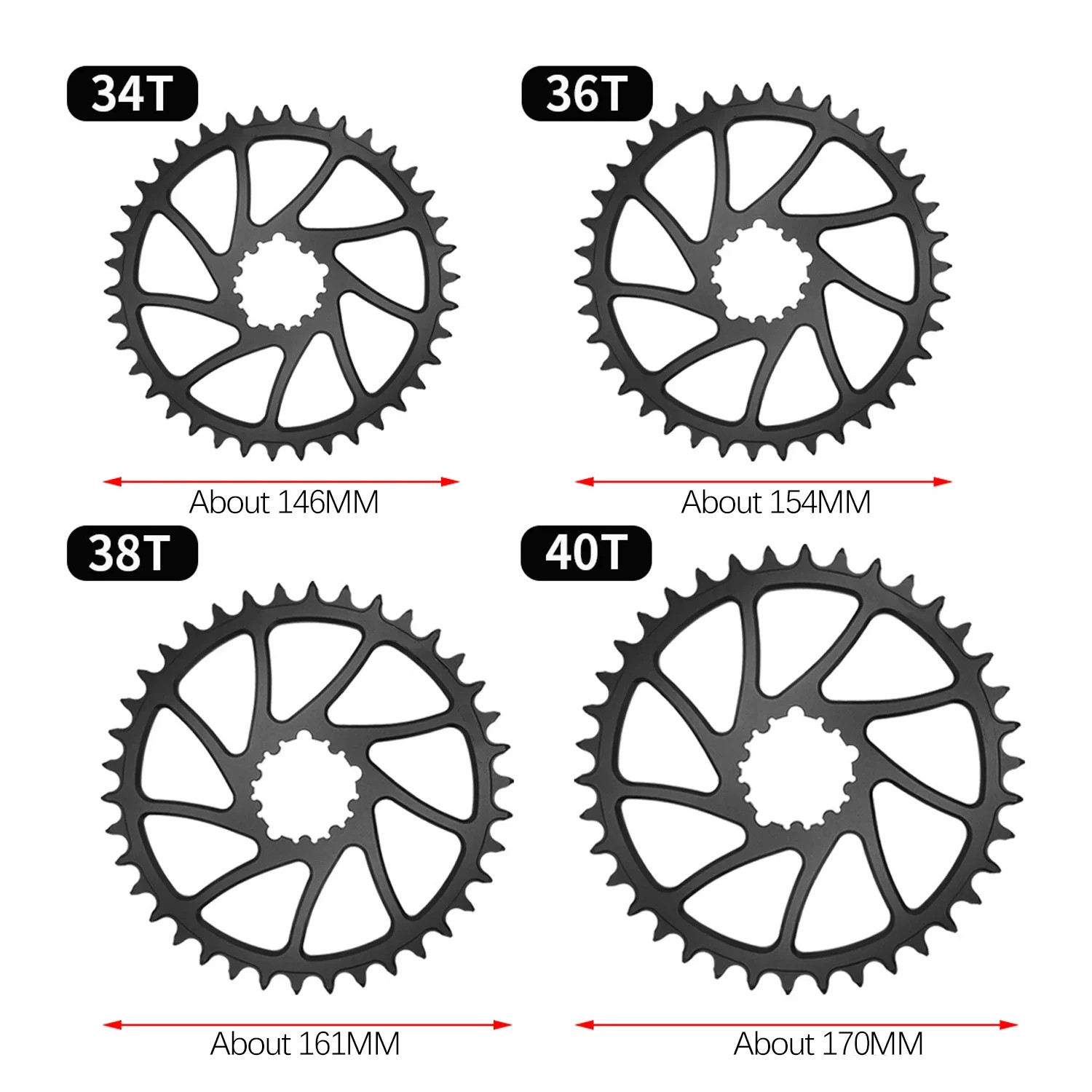 3 Bolt Direct Mount Chainring 34T 36T 38T 40T Narrow Wide 0mm Offset