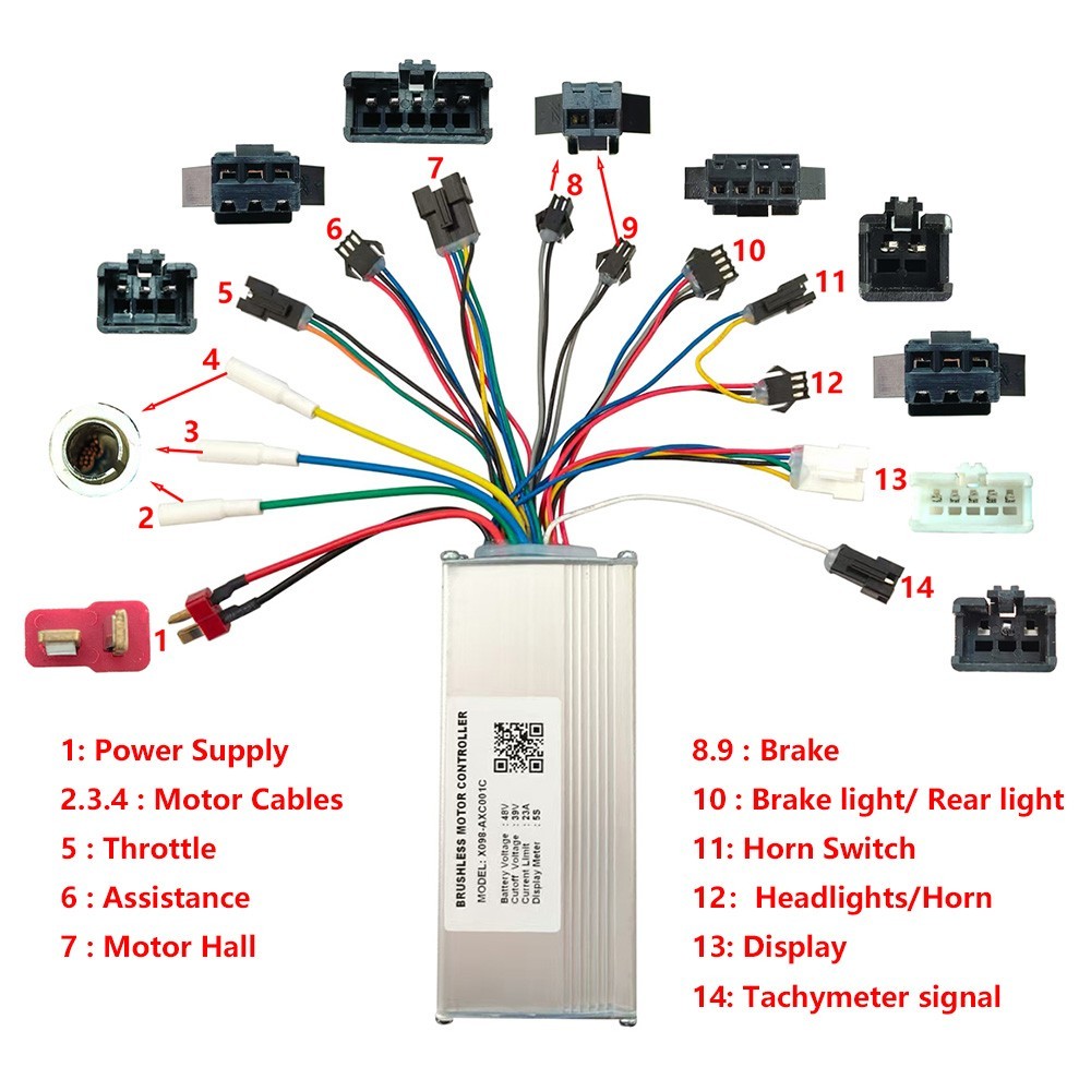 Brushless Motor Controller X098-AXC001C 48V 23A Electric Bike Conversion Kit 5S