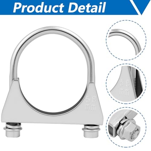 2.25″ U-Bolt Muffler Exhaust Clamps, Saddle Style U-Bolt Clamp 2.25″ OD (58 mm)