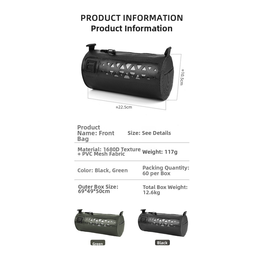 Waterproof Cycling Handlebar Bag with Quick Installation 23x11cm Reflective