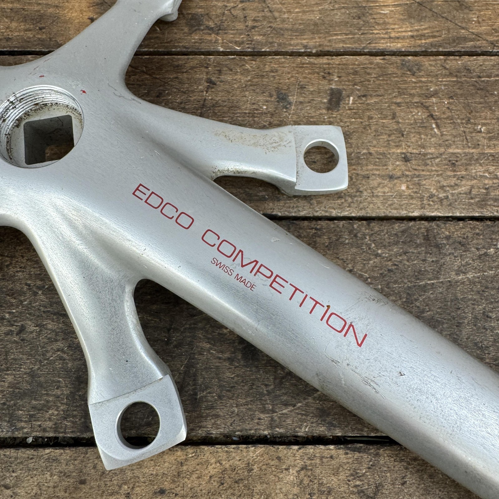 Vintage Edco Competition Crank Arm RIGHT 144 BCD Square Taper Silver Road Swiss