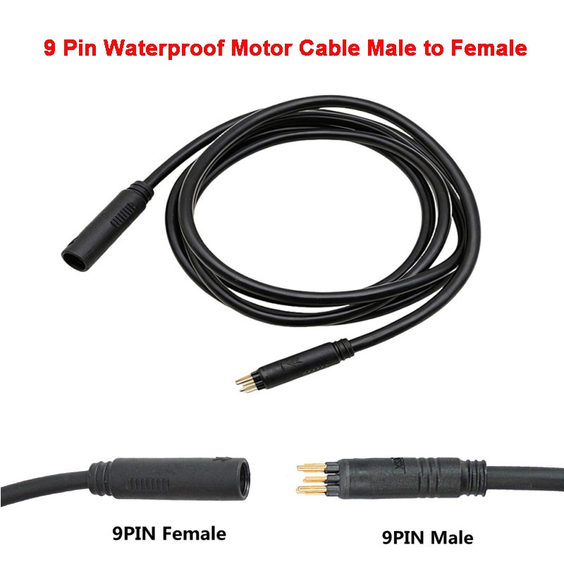 E-Bike 160cm 9 pin Waterproof Motor Cable Male to Female Extension Cable Parts