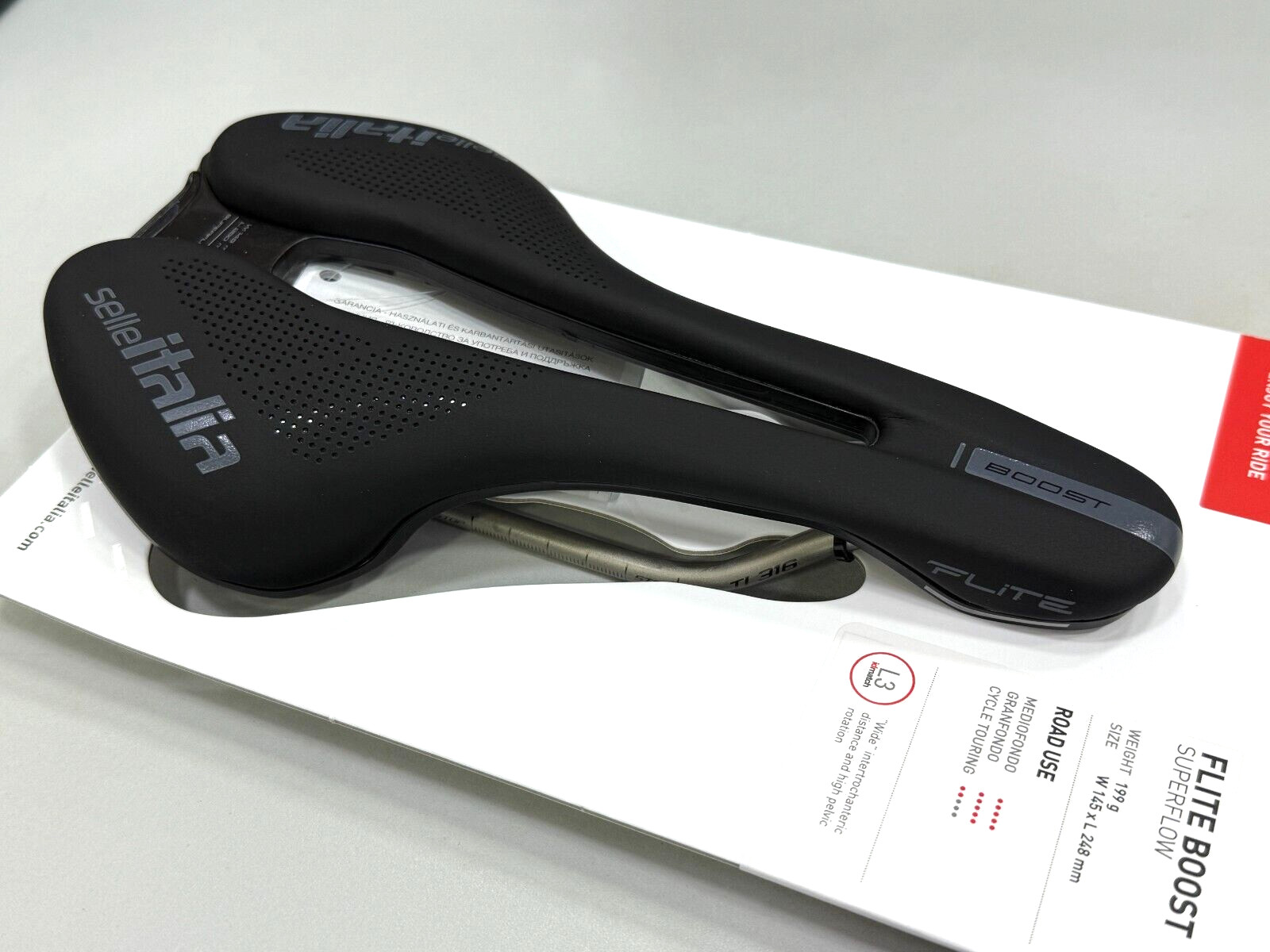 Selle Italia Flite Boost Superflow L3(145x248mm) Ti316 Rail Saddle (Black)