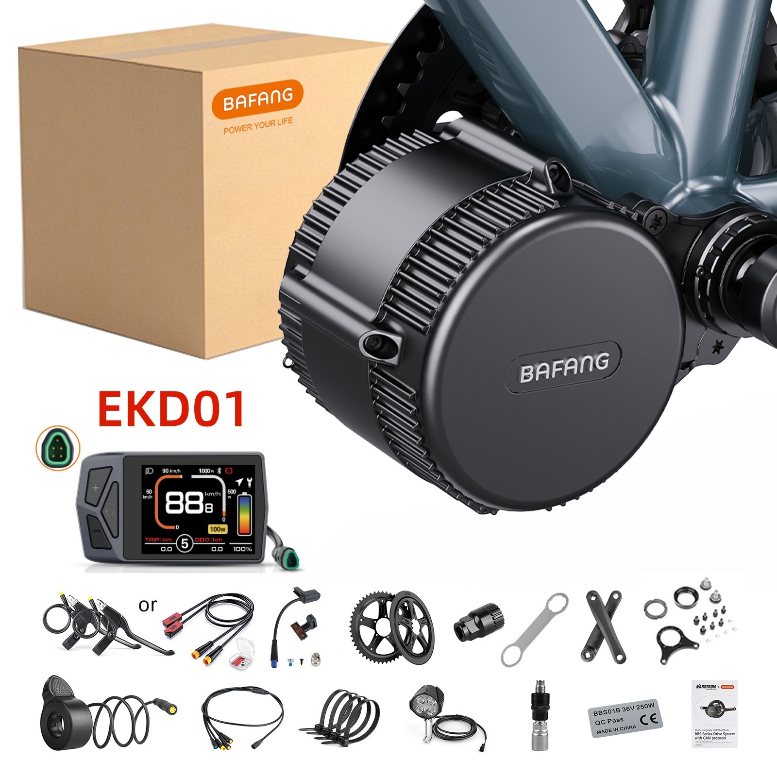 48V750W68-73mm BAFANG BBS02B Electric Bicycle Conversion Kits Mid Drive Motor US