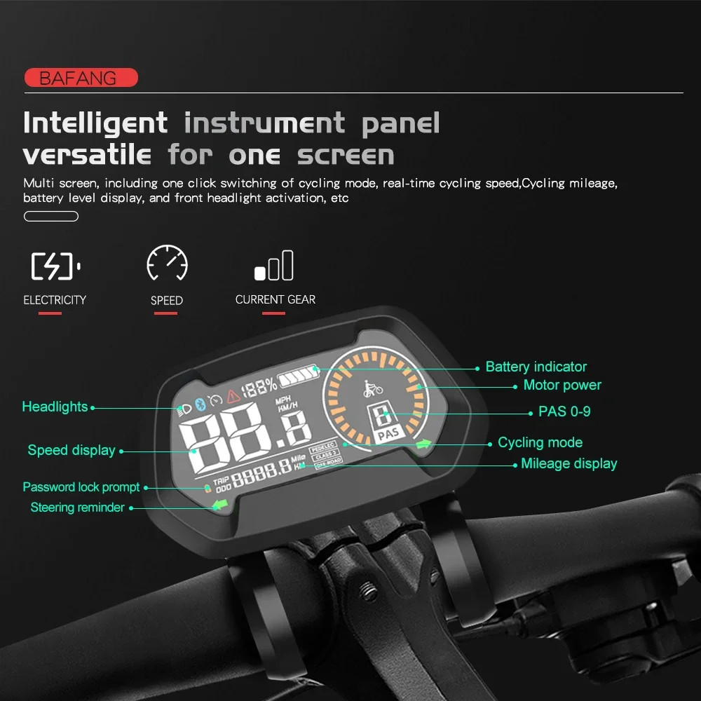 DZ43 Electric Bike Display for Bafang BBS01B BBS02B BBSHD Mid Drive Motor UART