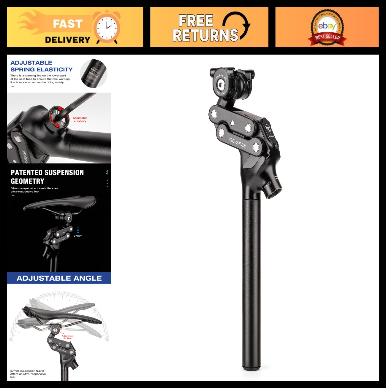 Adjustable Bike Suspension Seatpost 27.2/30.9/31.6mm Shock Absorber for Mountain