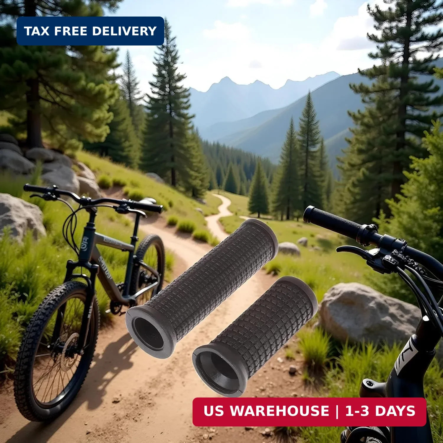 2PCS Bike Long/Short Handlebar Grips for Twising Shifter, Shockproof 1, Black
