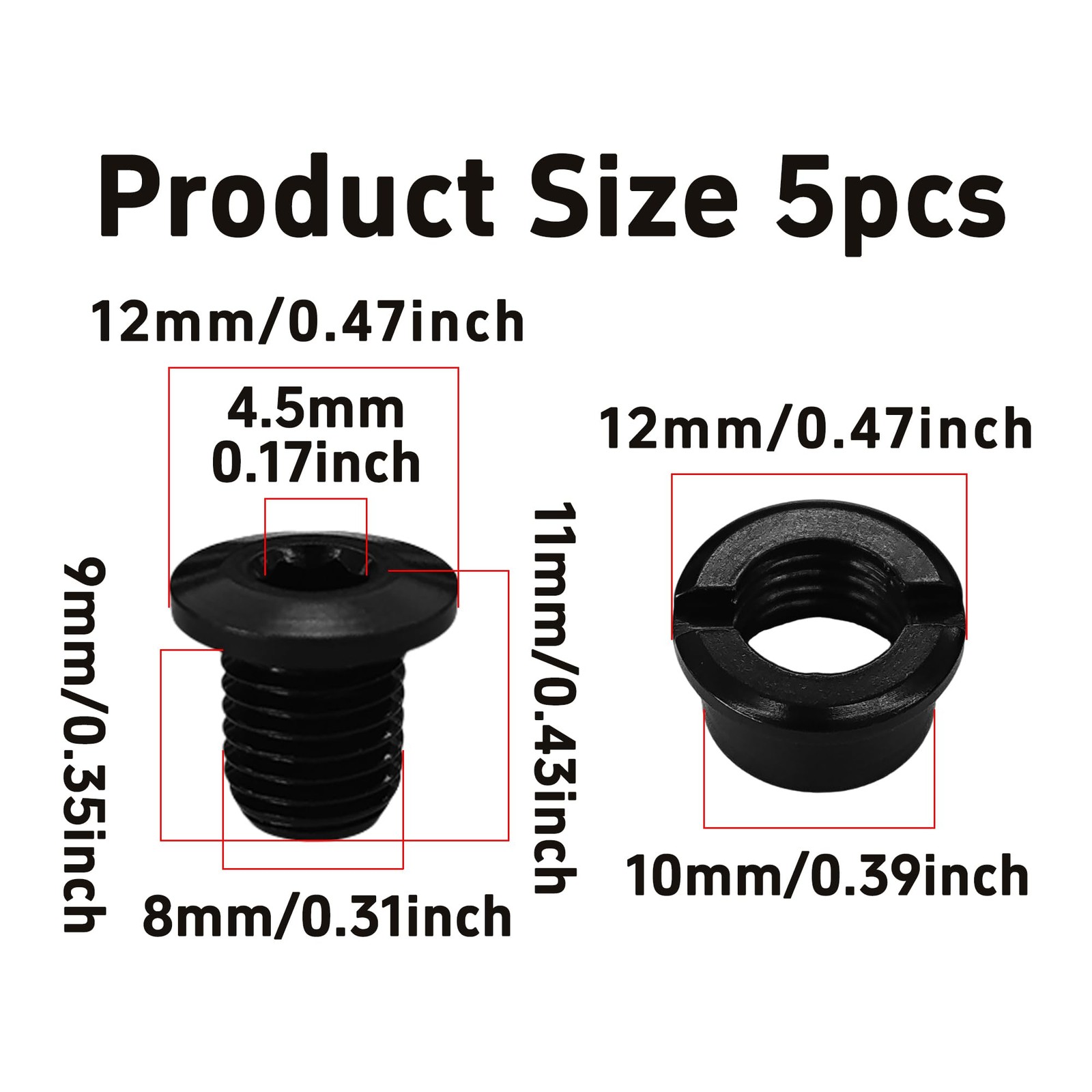 5PCS M8 Chainring Bolts, 7075 Aluminum Alloy Bike Crankset Screws, Single Cha…