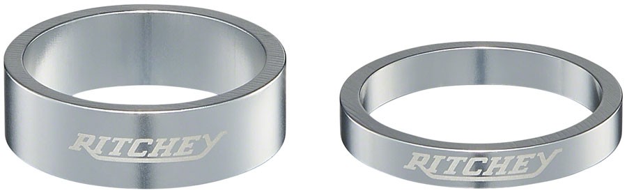 Pack of 2 Ritchey Classic Headset Spacers – 1-1/8″, 10mm (x2), 5 mm (x3), Silver