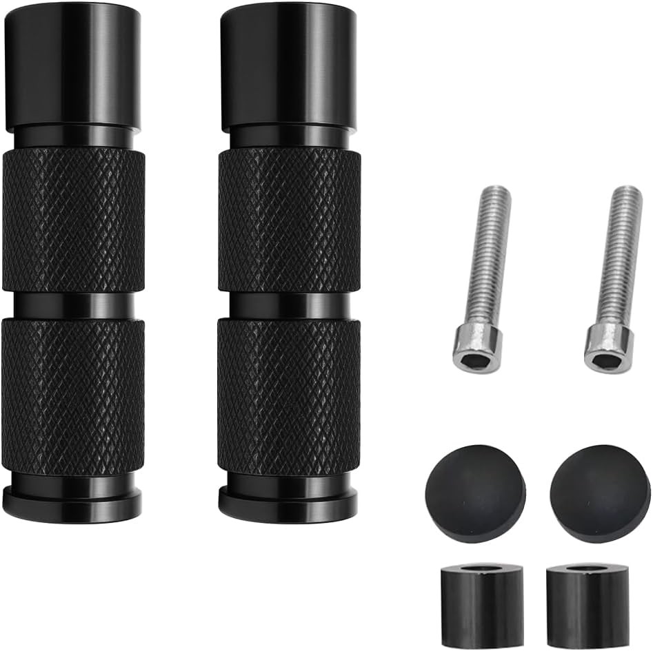 2PCS Motorcycle Foot Pegs, Aluminum M8 CNC Motorbikes Passenger Pedals Black