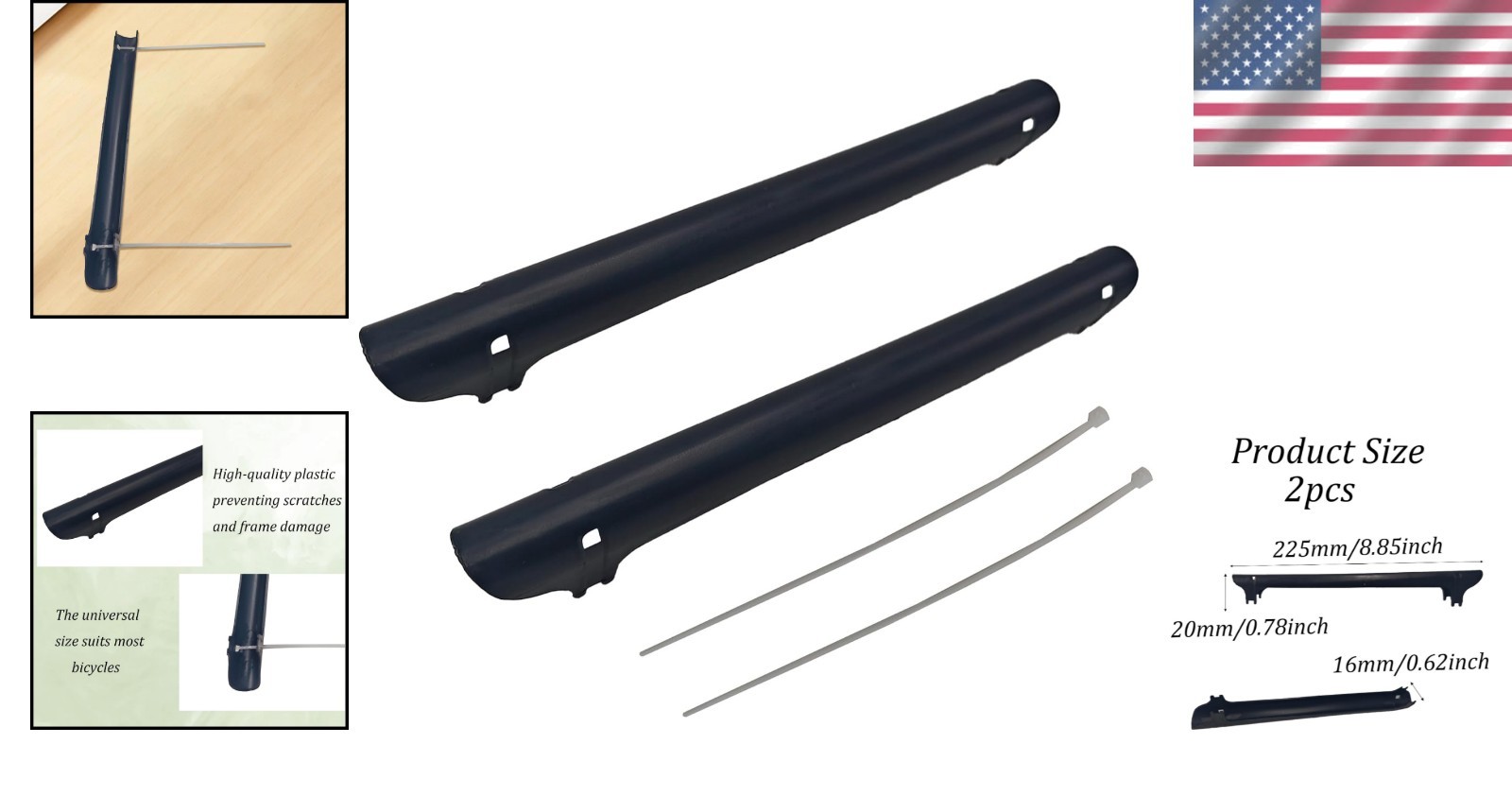 Durable Black Bike Chainstay Protector – 2 pcs, Protects Against Wear & Tear