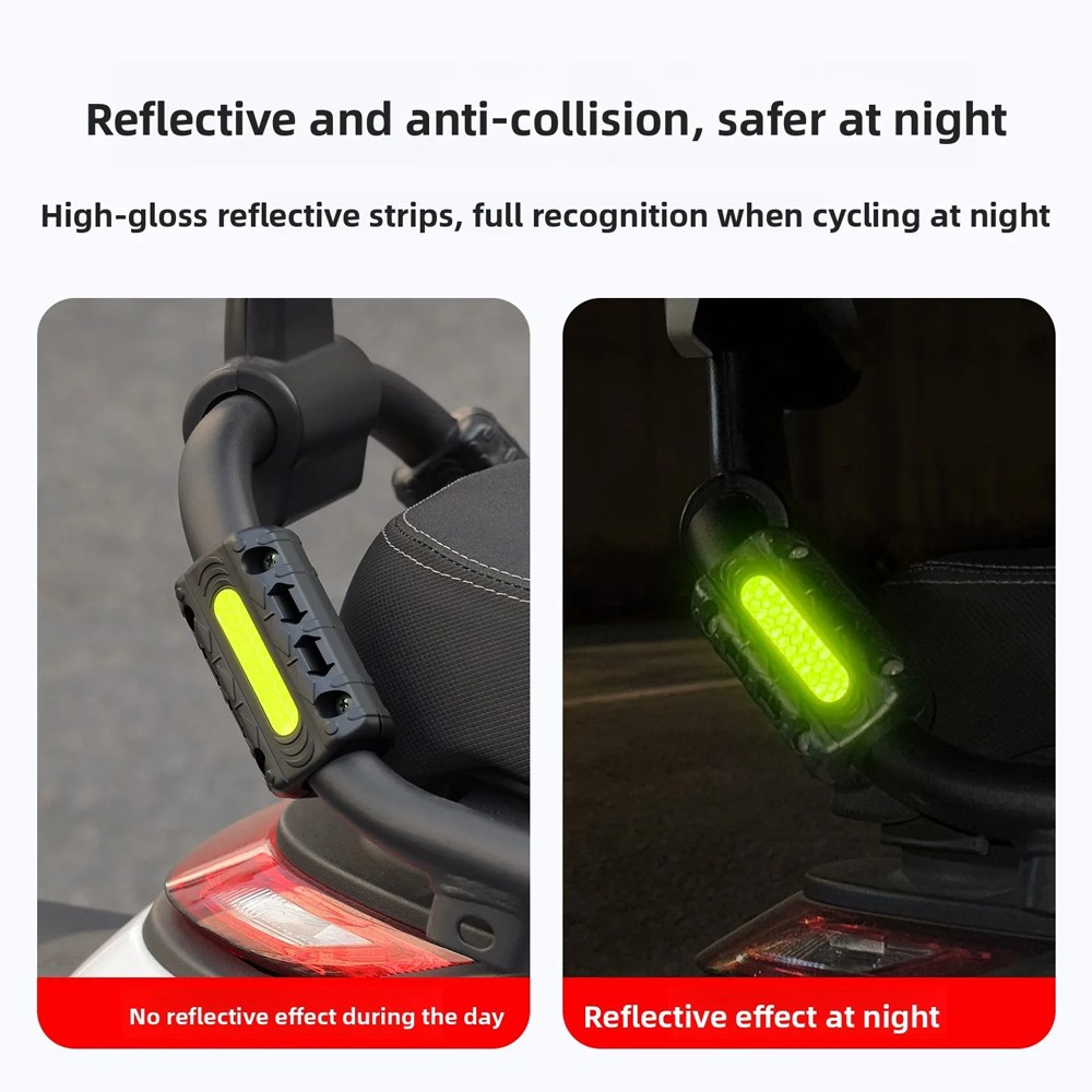 2Pcs Premium Motorcycle Crash Bar Bumper Blocks Protectors with Reflective Strip