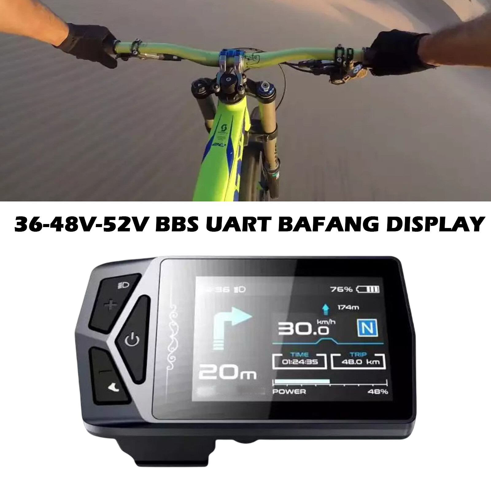 E-bike 36V 48V 52V Ebike IPS LCD Display NAVI Panel Control For BBS UART Bafang