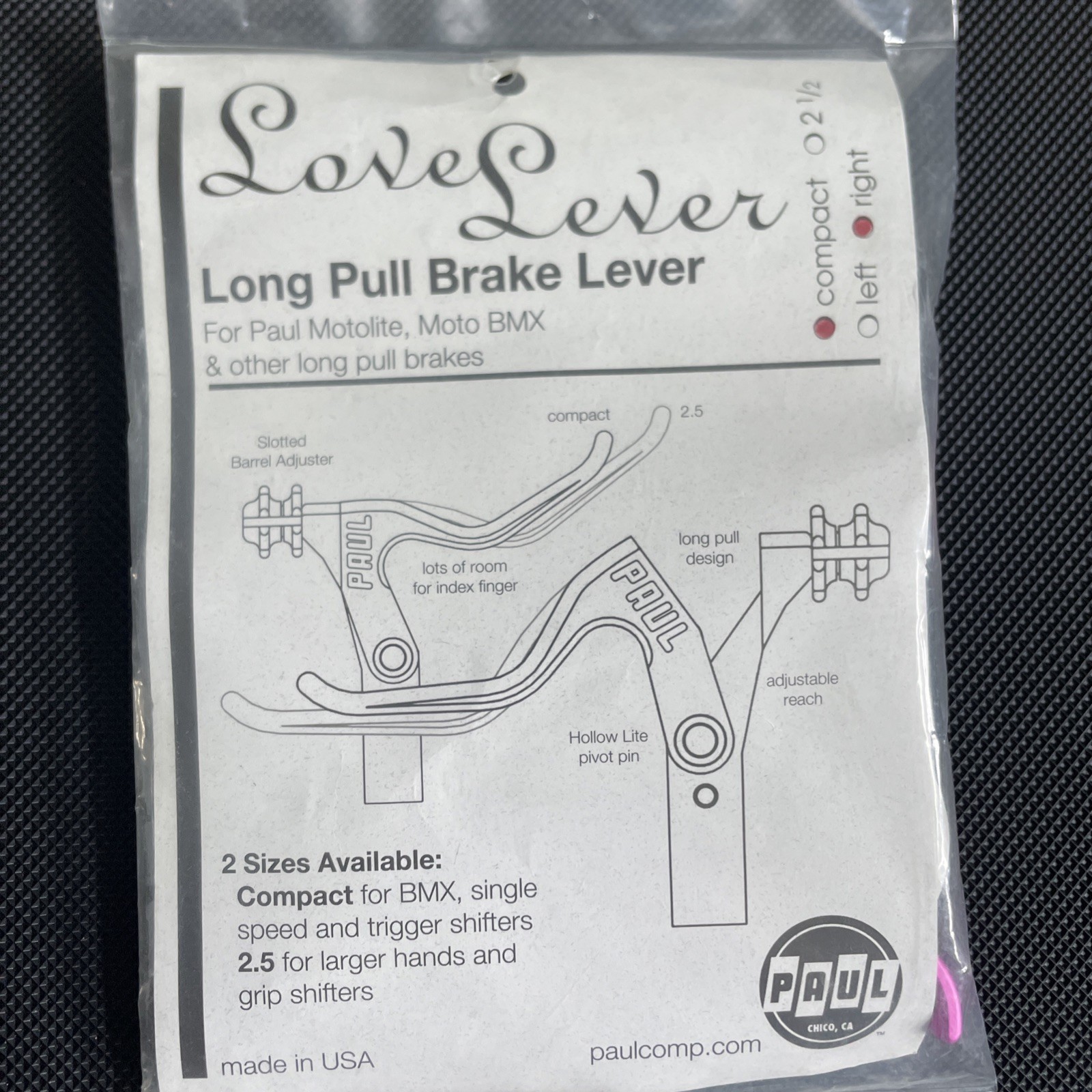 Paul Love Lever Long Pull Brake Lever Compact BMX Brake RIGHT