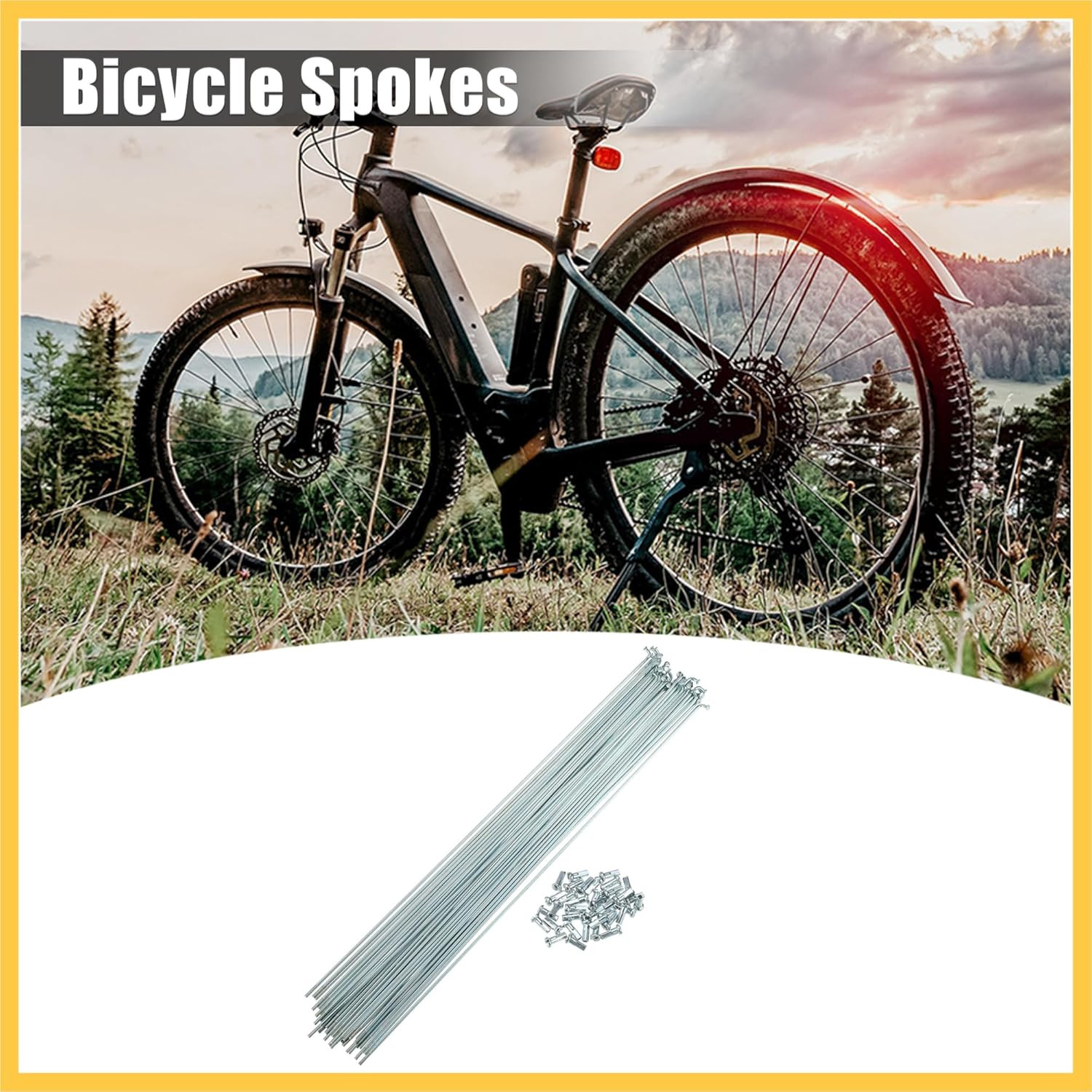 36 Pcs 14G J Bend 294Mm X 2Mm Bike Bicycle Spokes with Nipples Steel Silver Tone