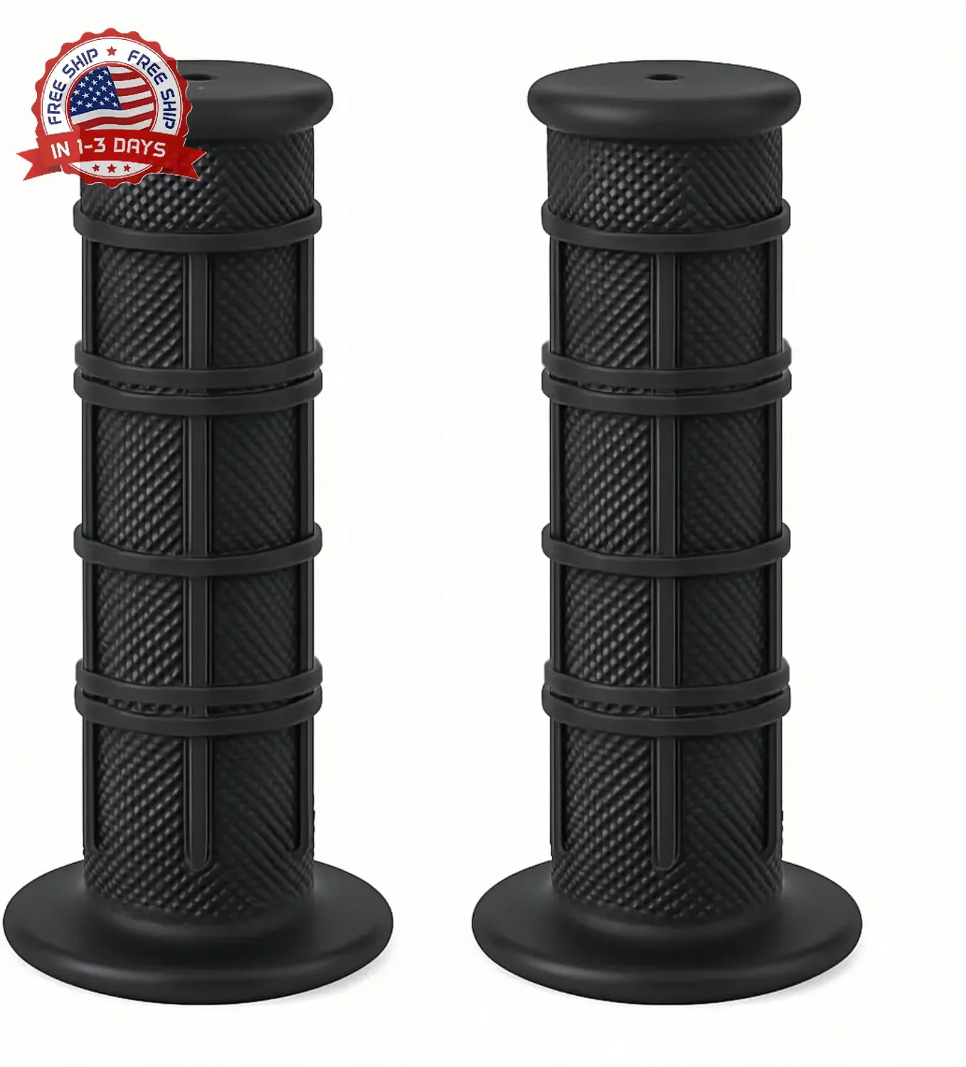 Quad Handlebar Grips Soft Rubber Anti-Slip Black 7/8» 22mm Handle Grips Replace