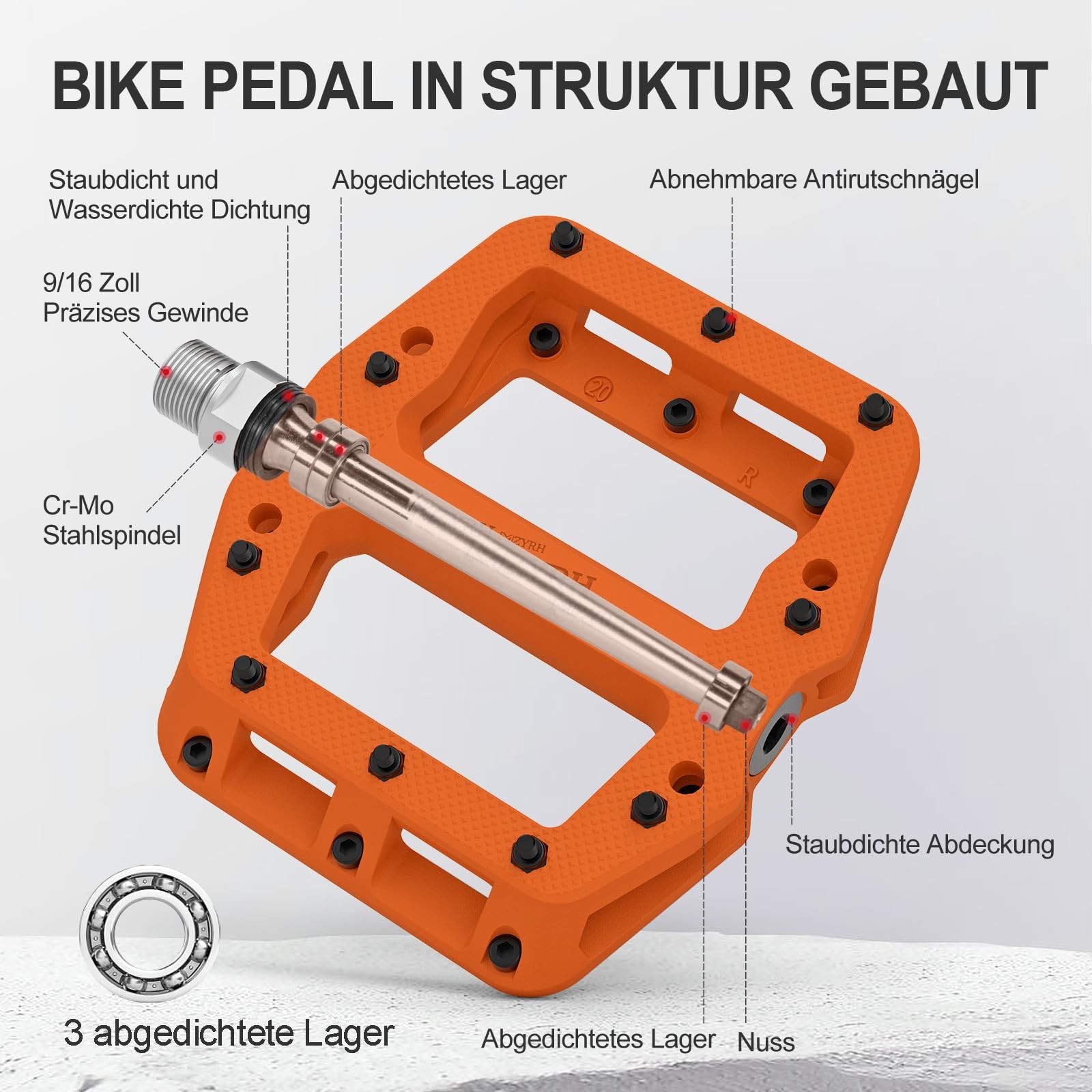 MTB Bicycle Pedals Nylon 3 Bearing Composite 9/16 Mountain Bike Pedals High Strength …