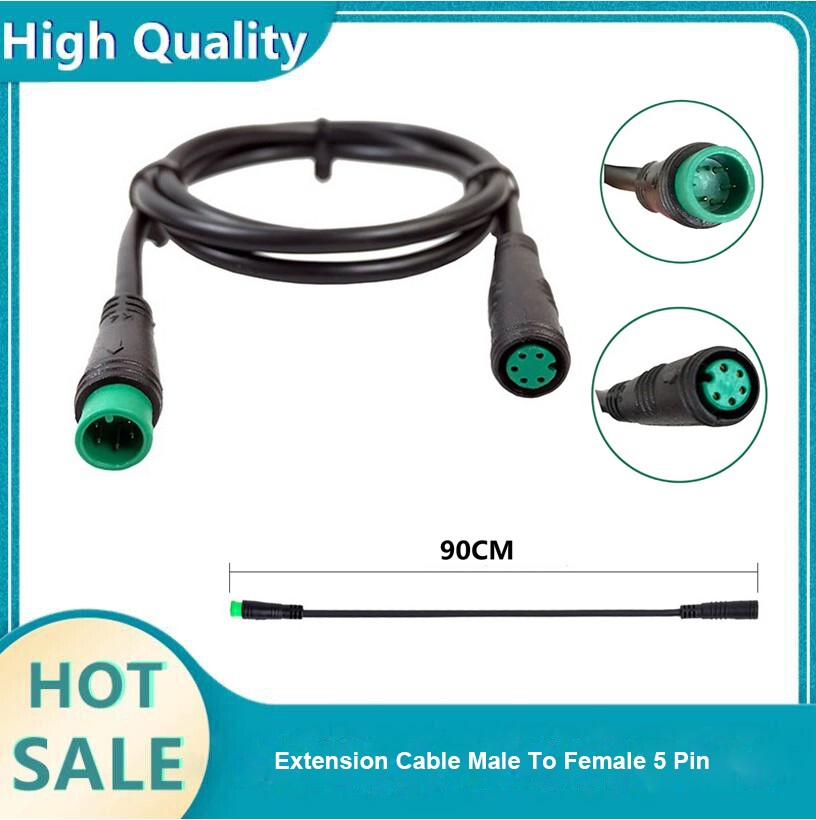 90CM E-bike KT/Bafang Display Waterproof Extension Cable Male To Female 5Pin SDE