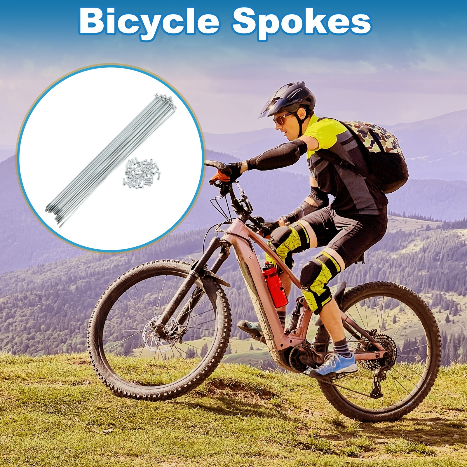 36 Set 14G Bicycle Spokes 255mm Bike Wheel Spokes Galvanized Carbon Steel